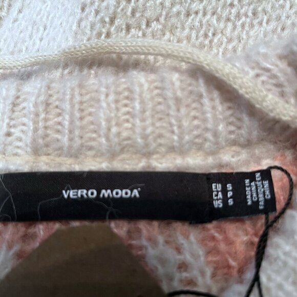 VERO MODA Fair Isle Nordic Sweater recycled materials - White Blue & Blush NWT S - Picture 7 of 10